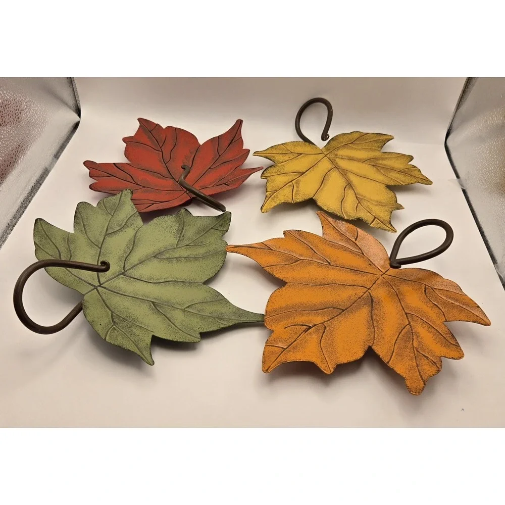 4 Metal Candle Holders Or Wall Decor In Fall Colors